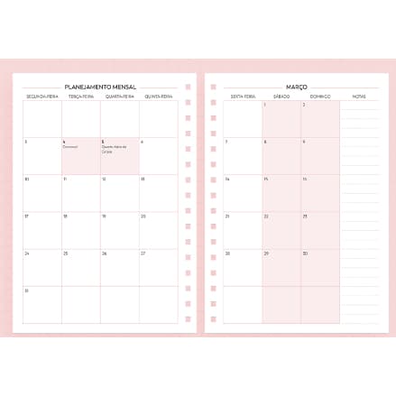Refil / Miolo de Planejador Mensal - Ideal para Caderno de Disco / Fichário