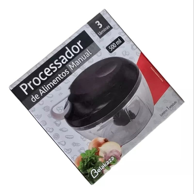 Processador De Alimentos Manual A Corda C/3 Lâmina De Inox 500ml