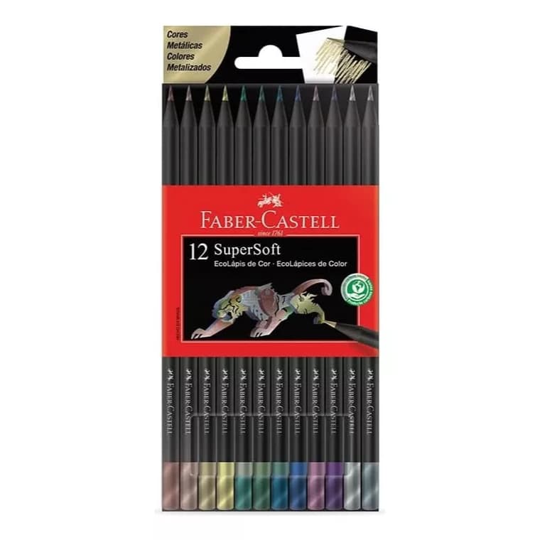 Ecolápis De Cor Faber-Castell 12 Cores Supersoft Metálicas