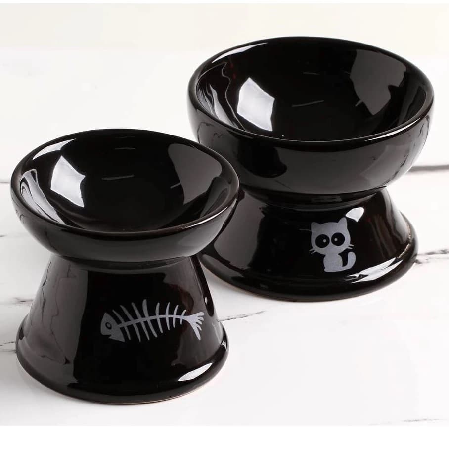 Comedouro Elevado Gatos Cerâmica Luxo Bebedouro Cerâmica PET Elevado Anti Formigas Higiênico Prático