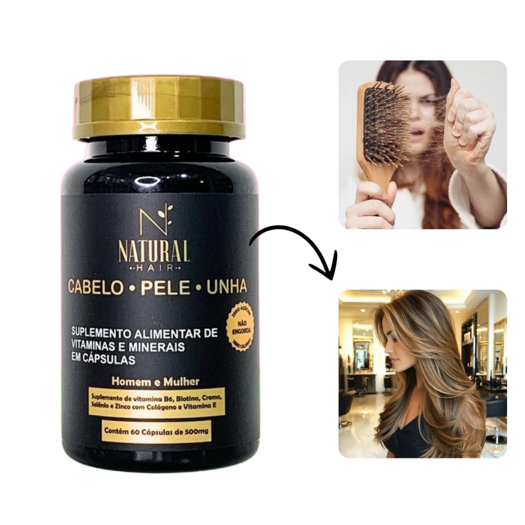 Vitamina Para Crescimento Capilar e Combate a Queda Natural Hair Caps c/60cps