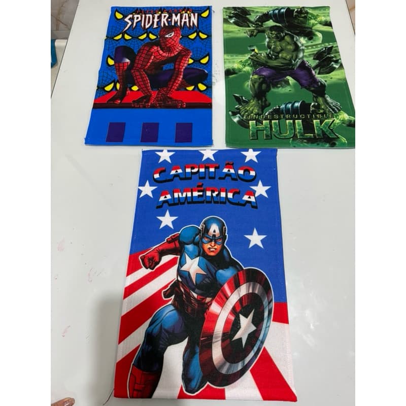 Kit Toalha Vingadores de Mão Escolar Passeio Menino Menina