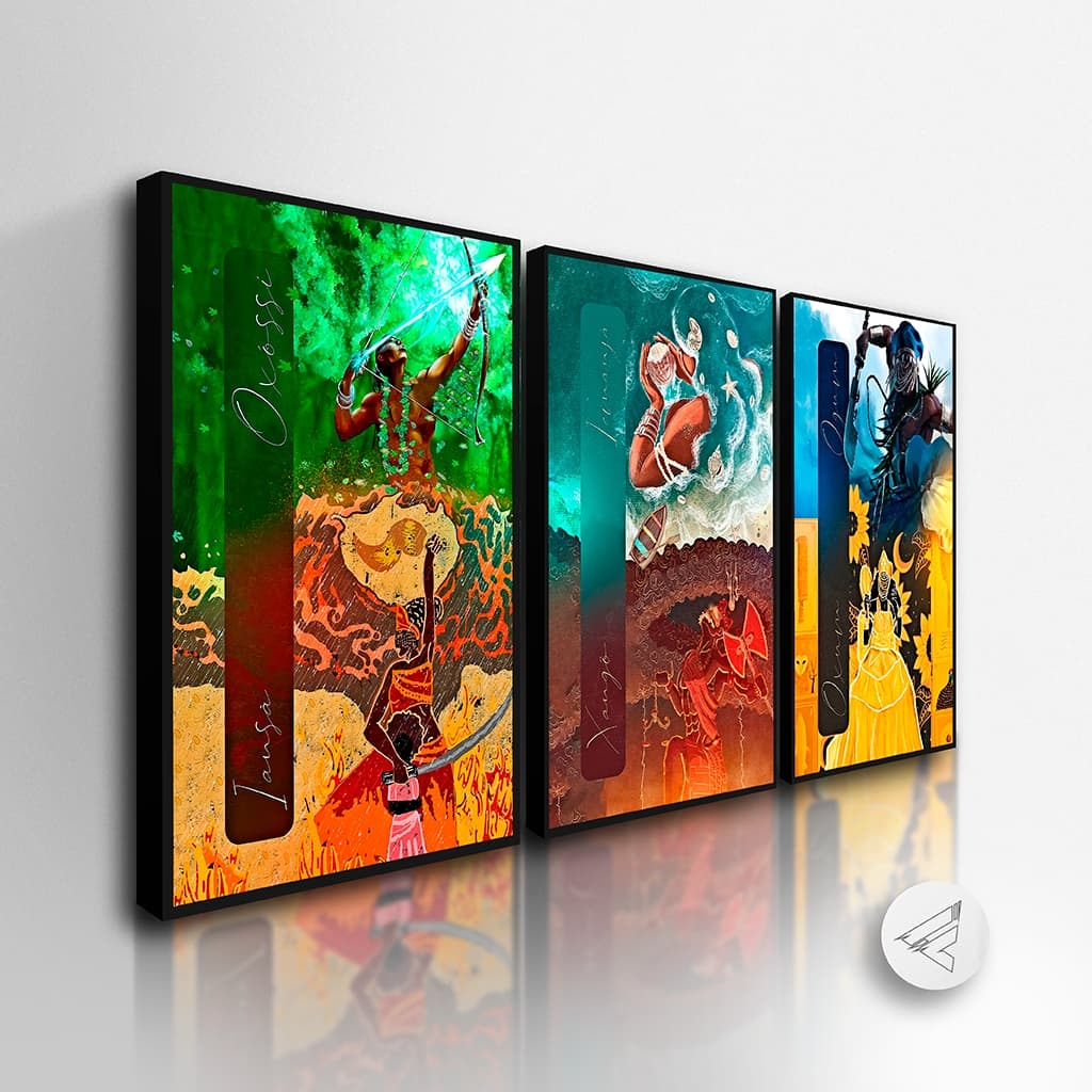 Kit 3 Quadros Decorativos Moderno Orixás Personalizados Religião Quarto, Sala All