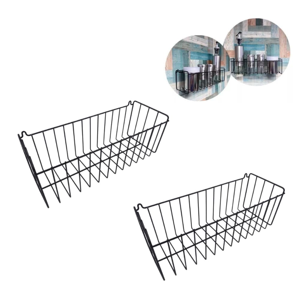 02 Cestos Organizador Multiuso Aramado de Parede e Mesa - 30x11cm