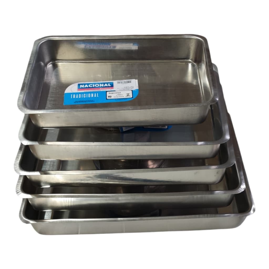 Kit Jogo 5 Formas Retangular  Alta Bolo Peru Lasanha Pernil