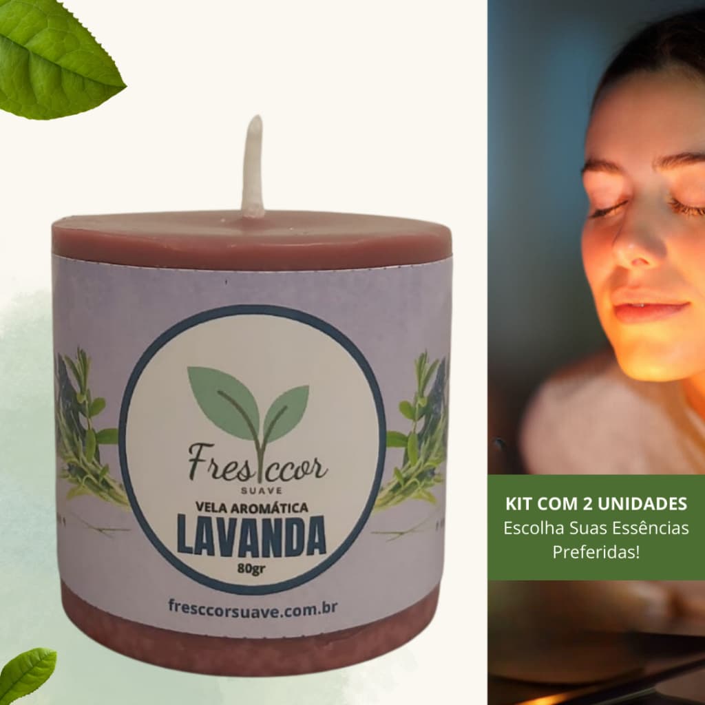 Kit com 2 Velas Aromáticas Artesanais – Escolha Suas Essências (80g Cada)