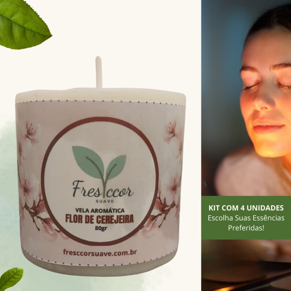 Kit com 4 Velas Aromáticas Artesanais – Escolha Suas Essências Favoritas (80g Cada)