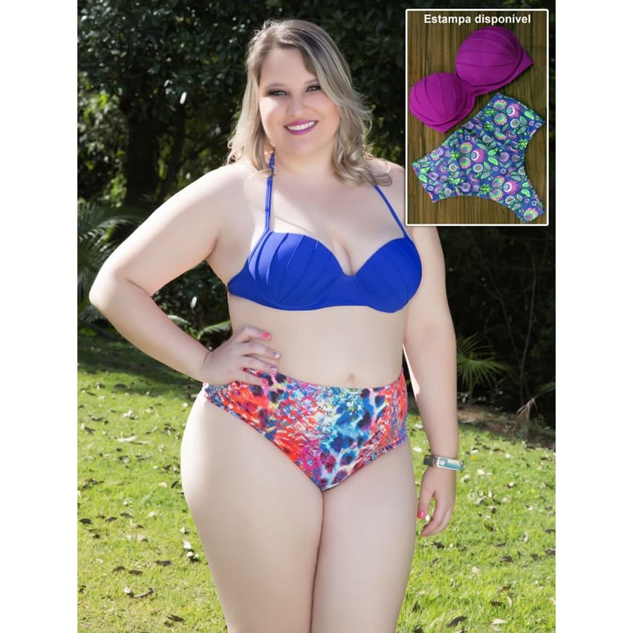 Biquíni Plus Size Com Pregas No Bojo E Tanga Larga Hot Pant