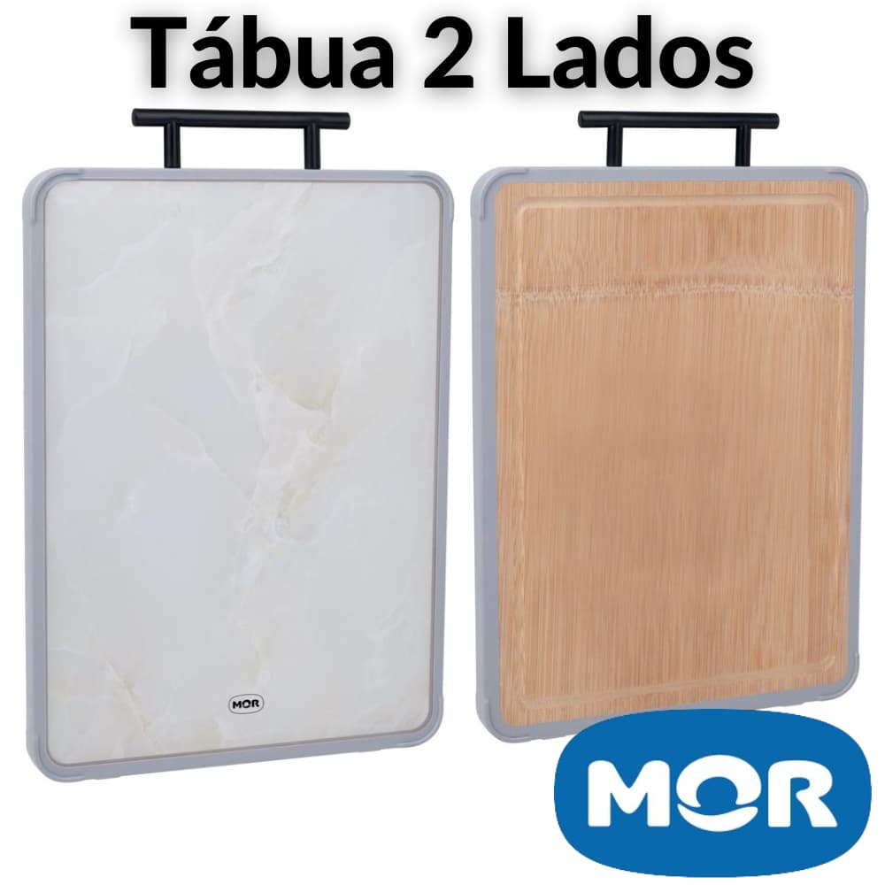 Tábua de Corte MOR Dupla-Face 44,5x30cm Polipropileno/Bambu Cozinha Casa Jantar Churrasco