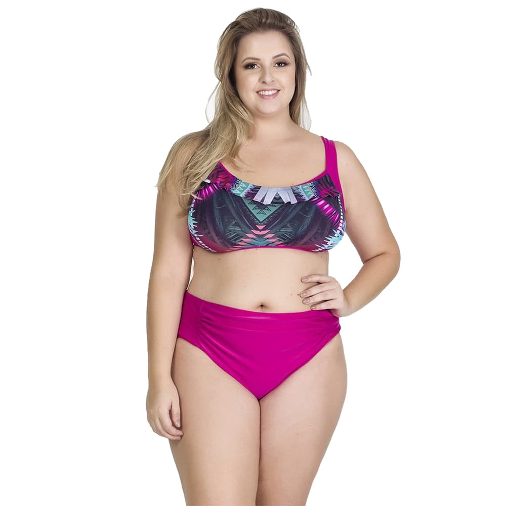 Biquíni Plus Size Com Calcinha Cós Alto Acqua Rosa
