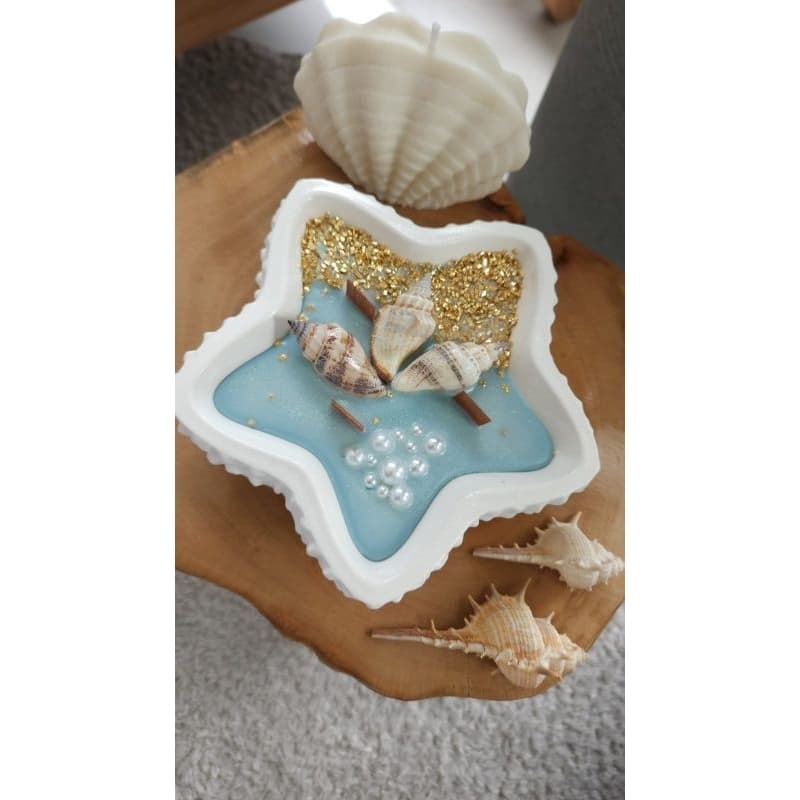 Vela aromática decorativa Fundo do mar Cera de coco em formato de estrela Concreto / vela decorativa/ vela aesthetic