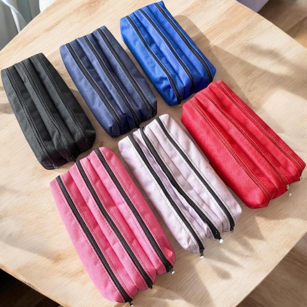 Estojo Escolar Nylon C/3 Zíper Material  Escolar-- ESTOJO ESCOLAR- 2025(3 ZÍPER)