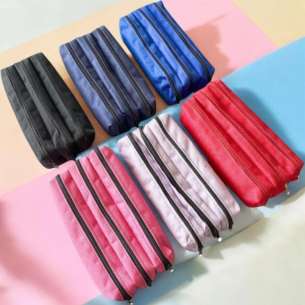 Estojo Escolar Nylon C/3 Zíper Material  Escolar-- ESTOJO ESCOLAR 2025(3 ZÍPER)