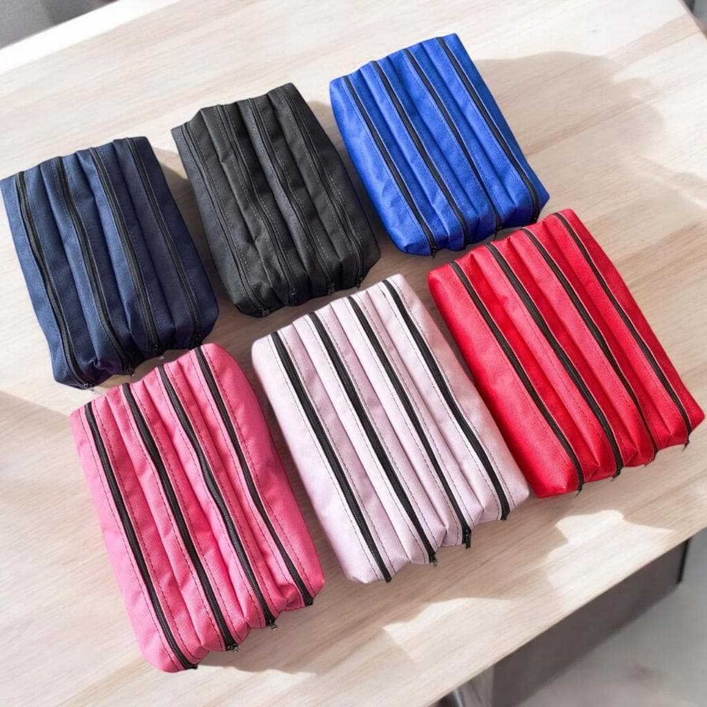 Estojo Escolar Nylon C/4 Zíper Material  Escolar-- ESTOJO ESCOLAR 2025-(4 ZÍPER)
