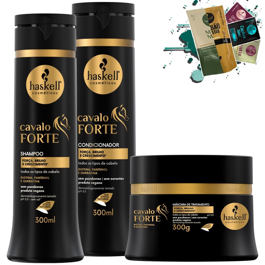 Shampoo Condicionador Máscara 300gr Cavalo Forte Haskell