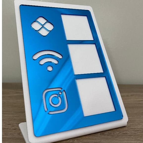 Placa Pix Display Mesa Balcão Loja Pix Wifi Instagram QR