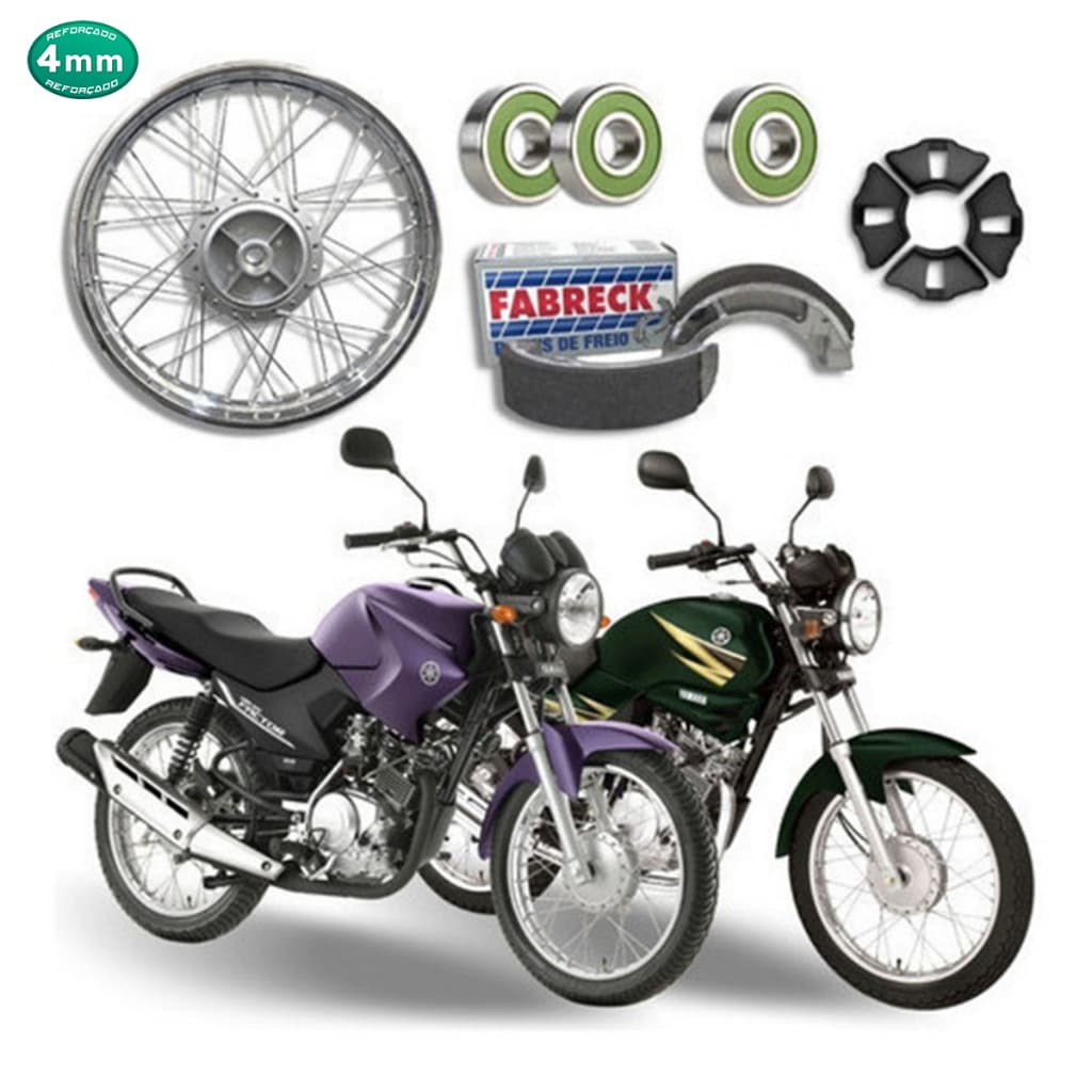 Roda Aro Calha Folha Traseira Completa Cromada Montada Patim Bucha Rolamentos Ybr 125 / Factor 125