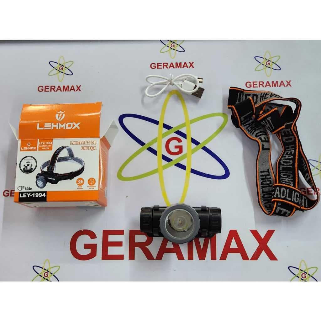 LANTERNA DE CABECA CARREGAVEL COM LED E CINTA LEY-1994 LEHMOX