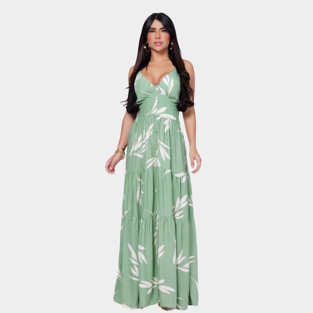 Vestido Elegante Estampado Alcinha Tendencia Verão