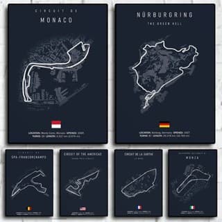 quadro decorativo Fórmula1 imola Mônaco circuito pista f1 arte nordic posters sala quarto escritório