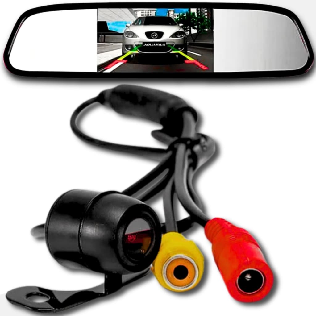 Retrovisor Visor Espelho Tela Lcd Veicular + Câmera De Ré