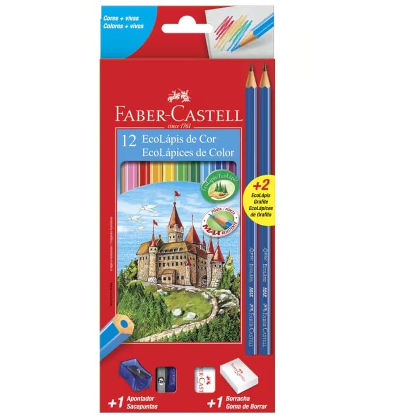 Lapis de Cor Faber Castell Kit 2 Lapis 1 Borracha  1 Apontador