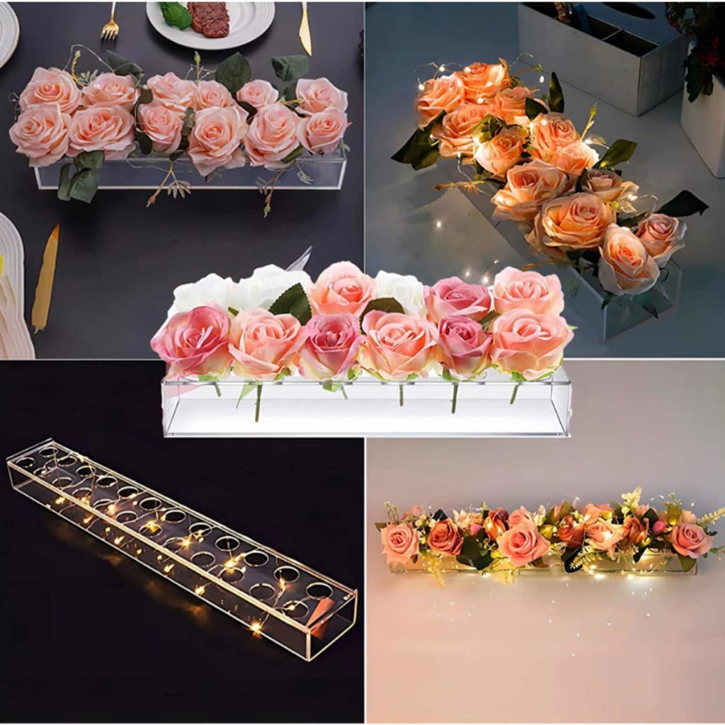 Vaso De Flores Decorativo Mesa Jantar Plantas Acrílico Médio