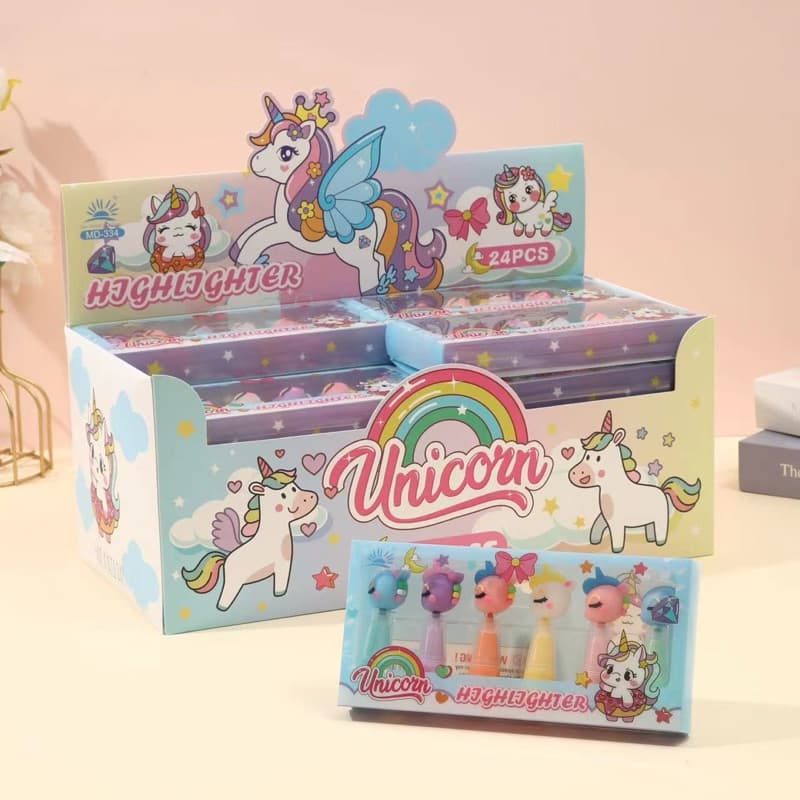 kit 6 unid marca texto  Fofo modelos variados unicórnio ,panda e kuruomi