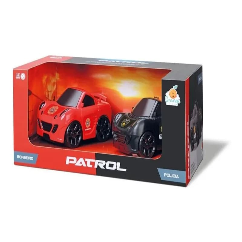 Carrinho De Polica E Bombeiro Patrol - Orange Toys
