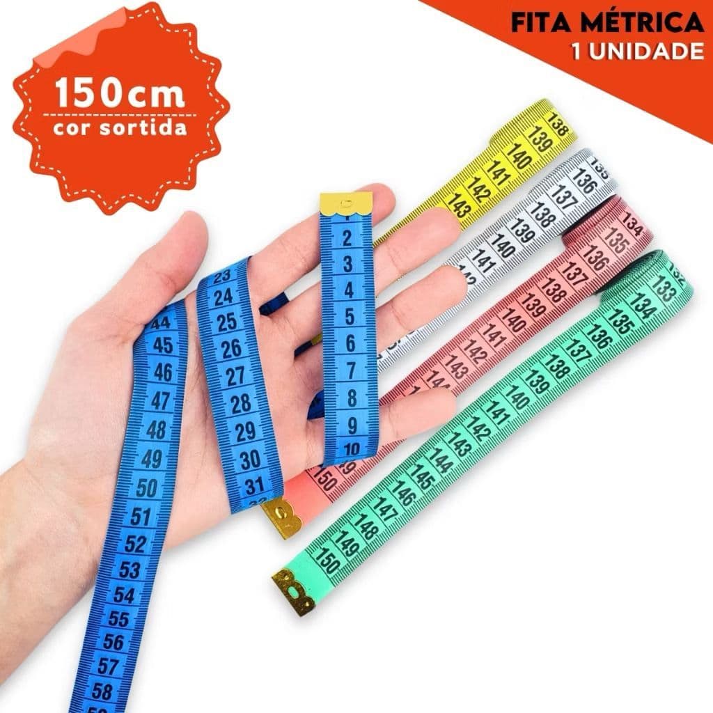 Kit 02 Fitas Métricas 150cm Costura Corporal Medidas (cores sortidas)