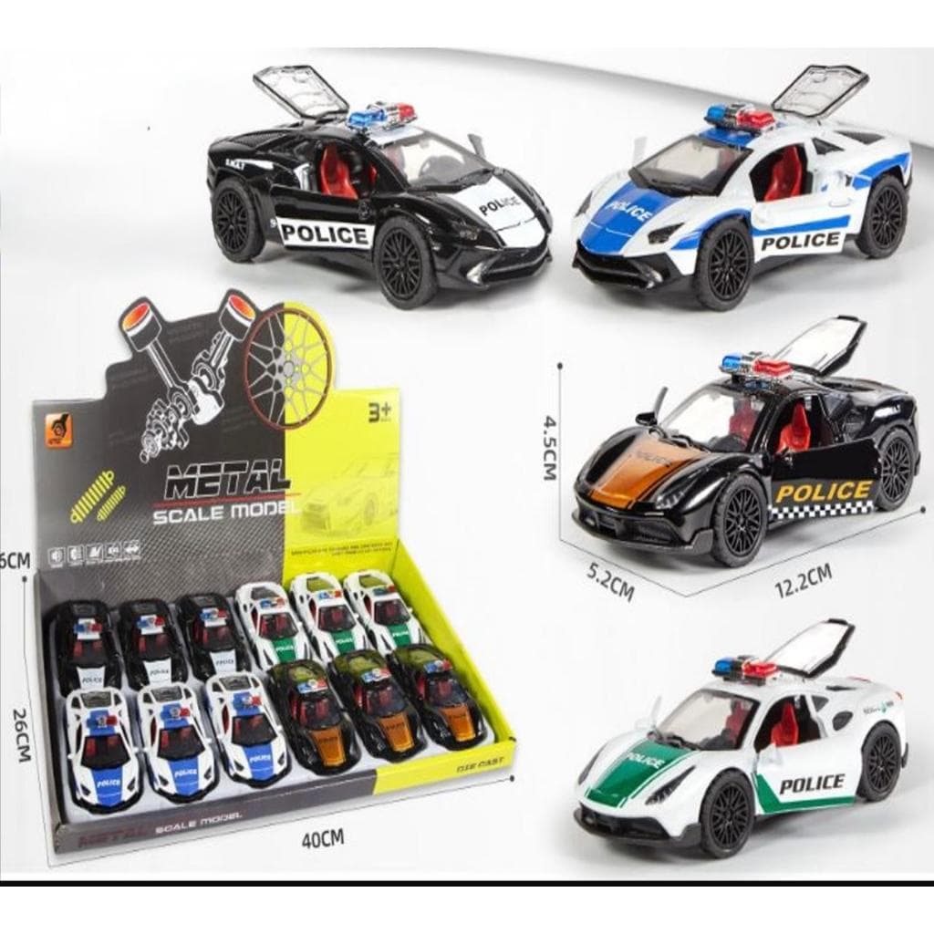 Brinquedo Carro Carrinho de Ferro Policial Policia Miniatura Fricção -Que Abre As Portas - HM TOYS