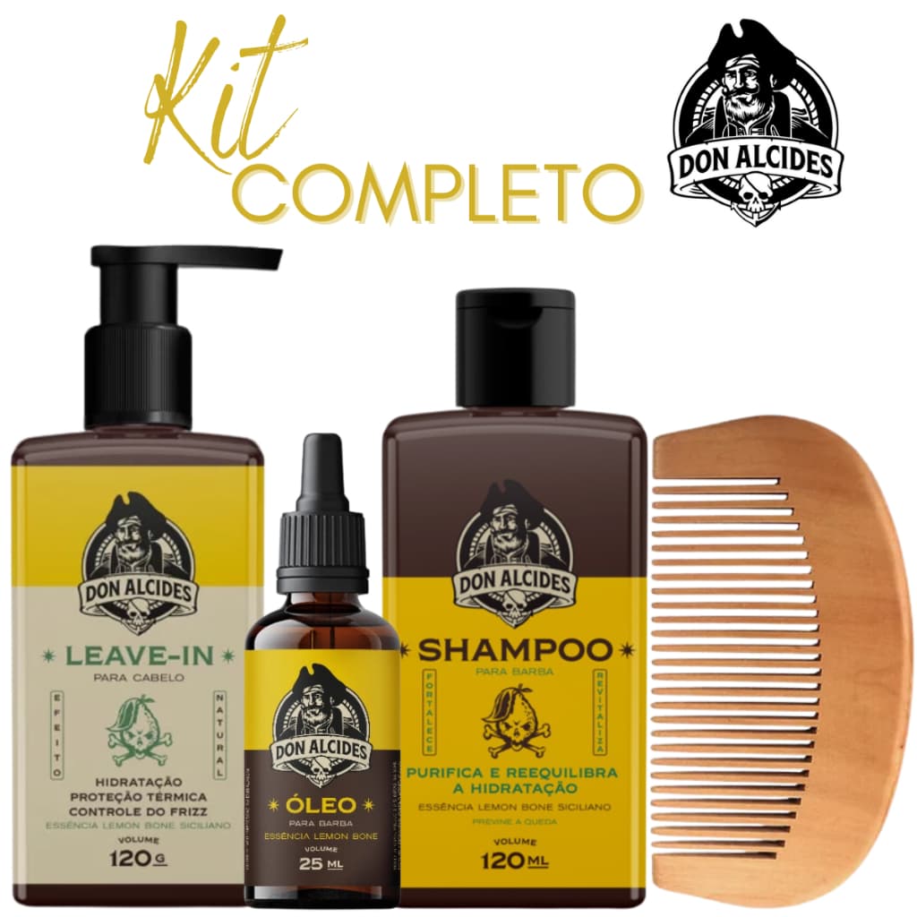 Kit Completo Don Alcides Cuidados Barba E Cabelo Premium