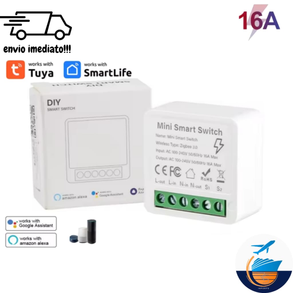 Interruptor Inteligente Tuya WiFi Alexa, Google Home 16A Módulo Interruptor Inteligente Tuya WiFi
