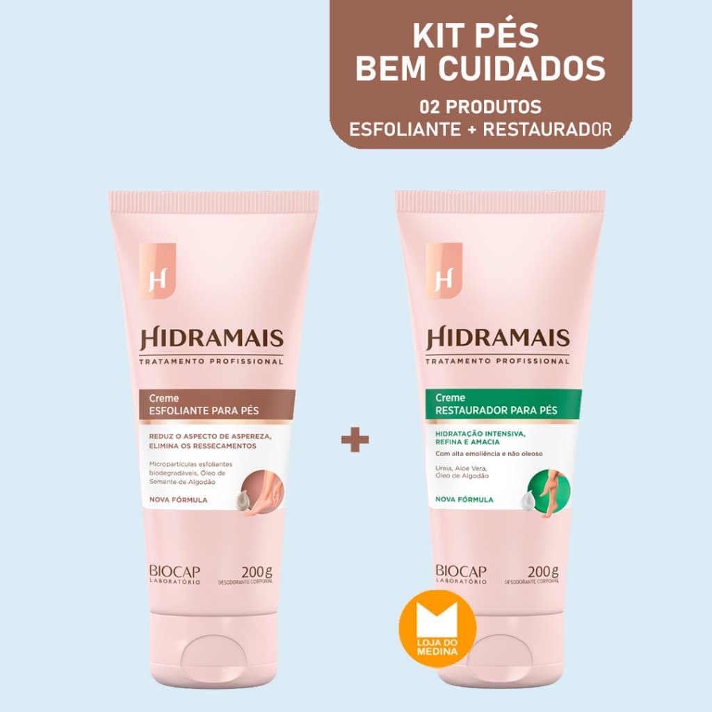 Kit Pés Cuidados - Restaurador 200g + Esfoliante 200g - Hidramais
