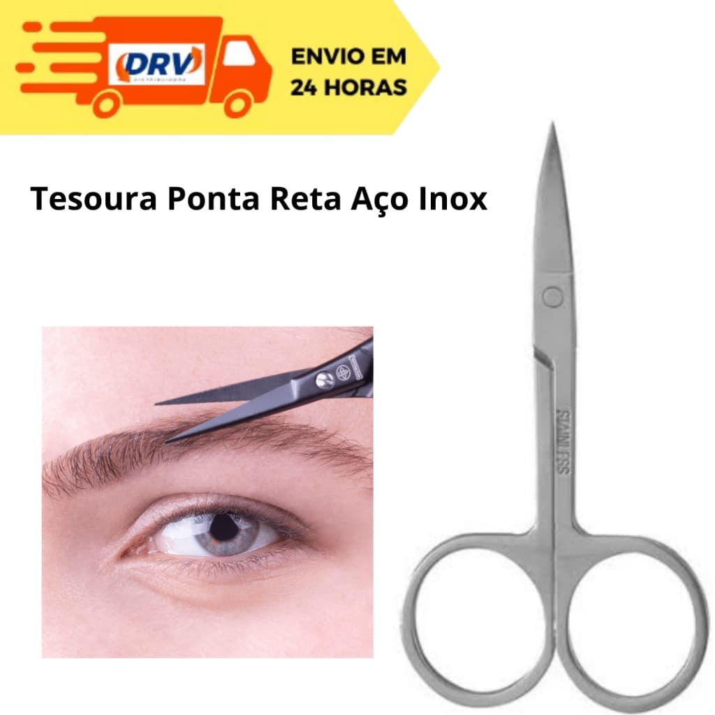 Tesoura Aço inox Ponta Reta - Tesoura Ponta Reta - Tesourinha Ponta Reta