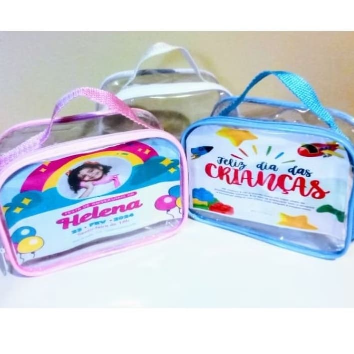 kit 25 Necessaire cristal com alça para lembrancinhas 20x15cm