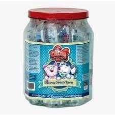 Pote Escova Descartável + Creme Dental Para Cães Cachorro e Gatos Pet Cat Dog - 40un