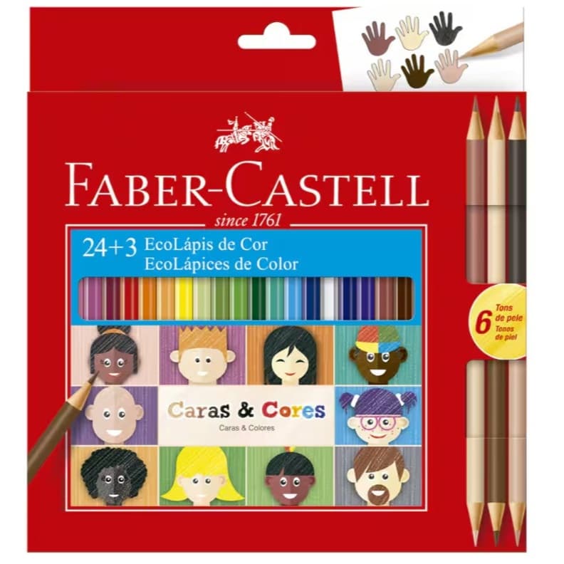 Lapis de Cor Faber Castell 24 Cores + 3 Tons de Pele