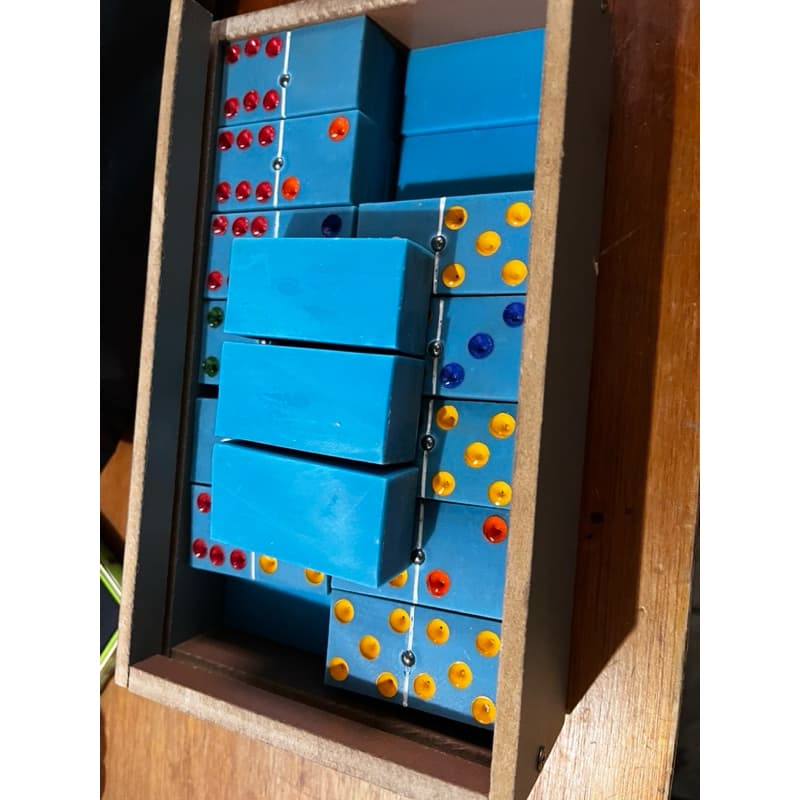 JUMBO domino profissional azul com marrom PVC na caixa mdf envio rapido tamanho 6x3x2 envio de brasilia