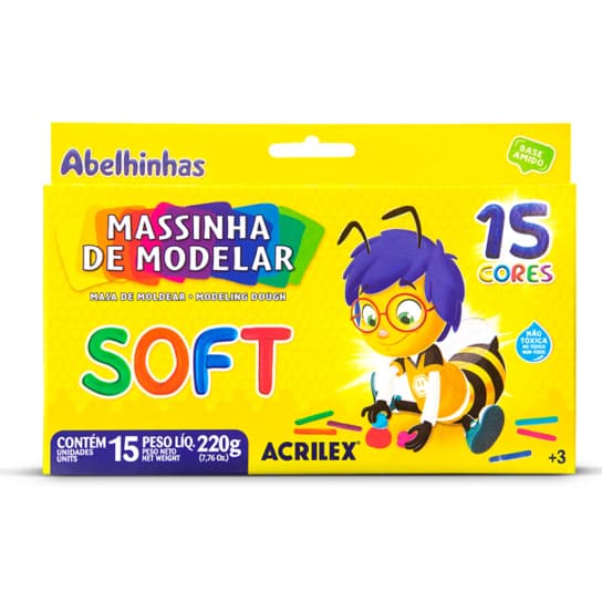 Massinha de Modelar 15 Cores Diversas Acrilex