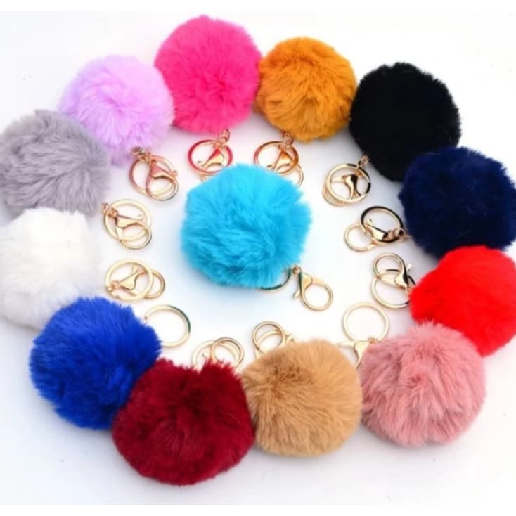 Kit Chaveiro Pompom de Pelúcia Macio Para Pendurar Bolsas, Mochilas, Chave De Casa, Do Carro