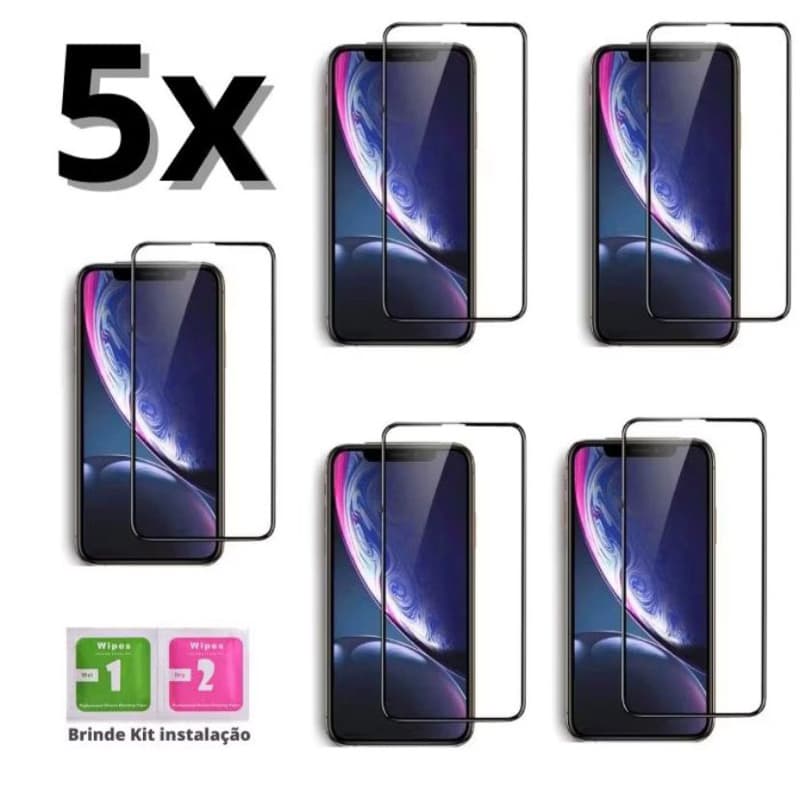 Kit 5x Película De Vidro 3D Full Cover Para iPhone 11 / XR