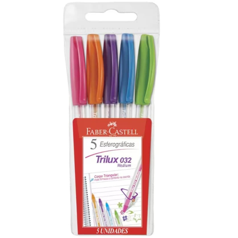 Caneta Faber Castell Trilux 5 cores