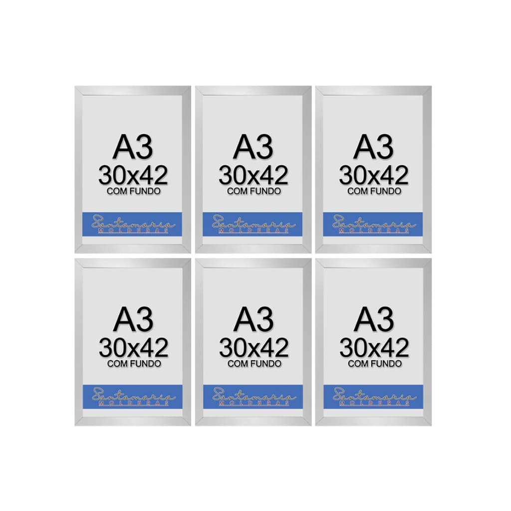 Kit 6 Molduras A3 Quadro Foto Painel Decoração Sem Vidro Branco
