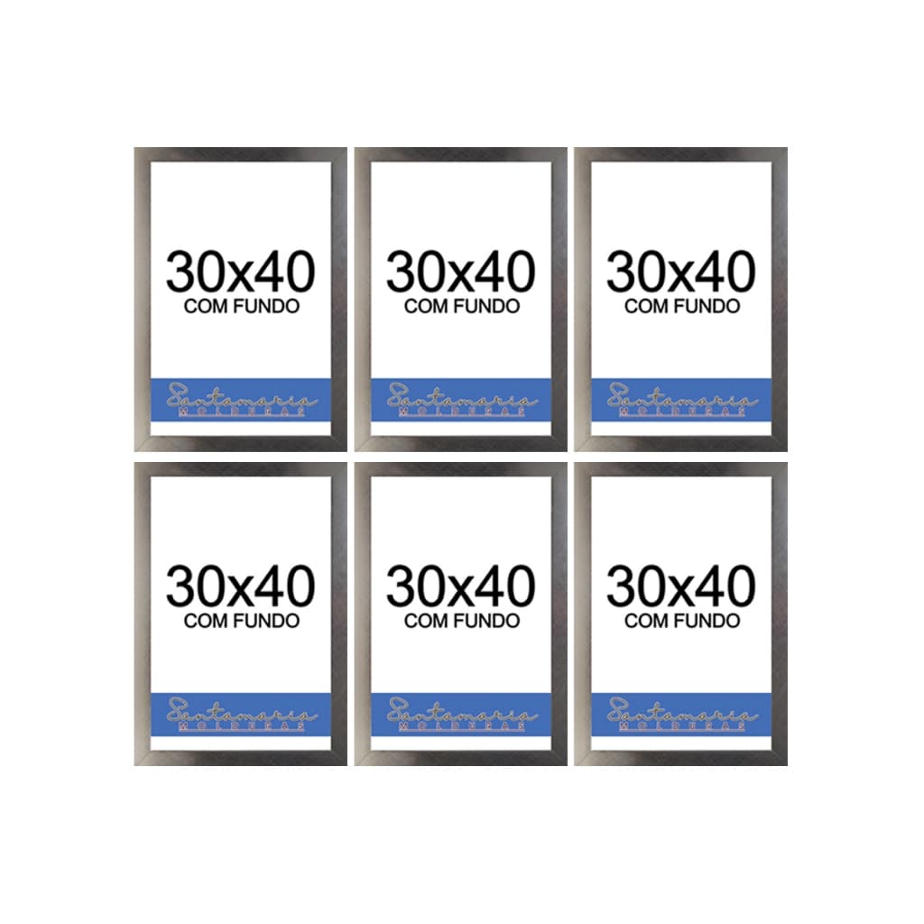 Kit 6 Molduras 30x40 Quadro Foto Painel Decoração Sem Vidro Preto