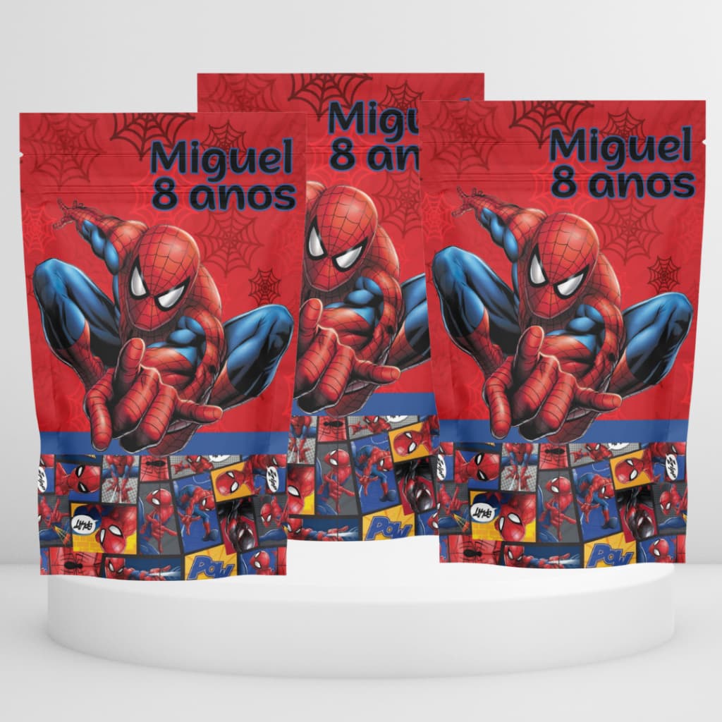 Saquinhos Fecho Zip Hermético Stand Up Pouch Metalizado Personalizado Homem Aranha