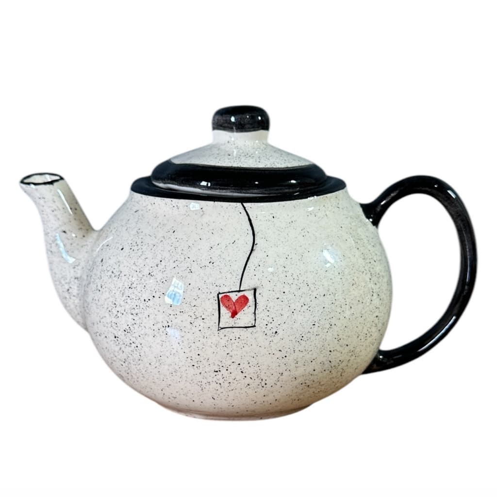 Bule de Café Esmaltado Pintado á Mão Decorado 600ml