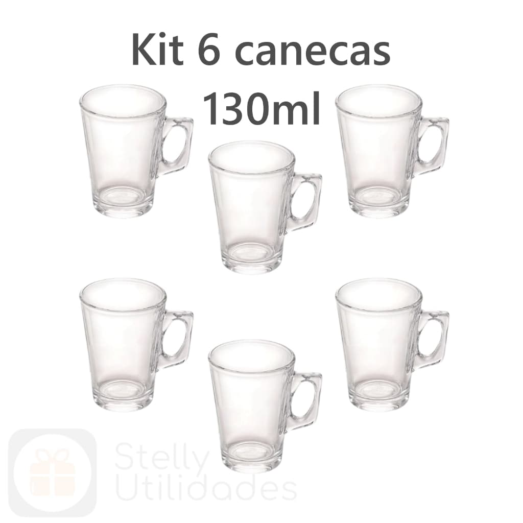Kit Jogo 6 Canecas 130 ml Xícara Capuccino Nespresso Dolce Gusto Vidro Café