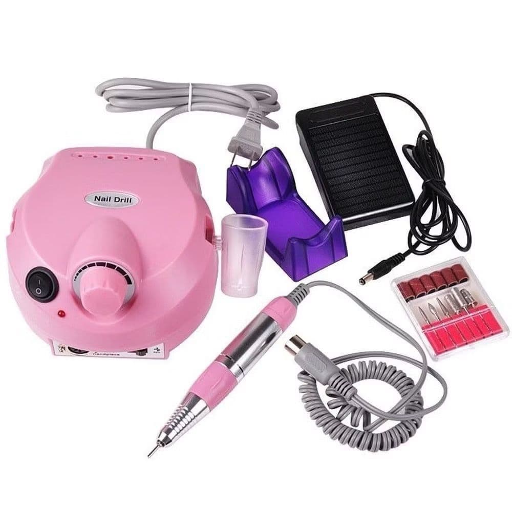 Lixadeira Lixa Eletrica Pedal Motor Porquinho Unha Profissional Bivolt Manicure Rosa  4.4