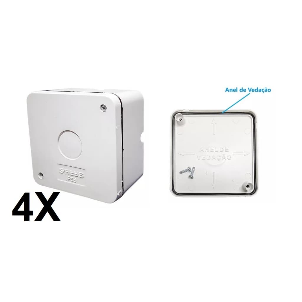 4 Caixas Organizadora Para Cftv Stilus Branca Ip55 Abs a prova d'água.